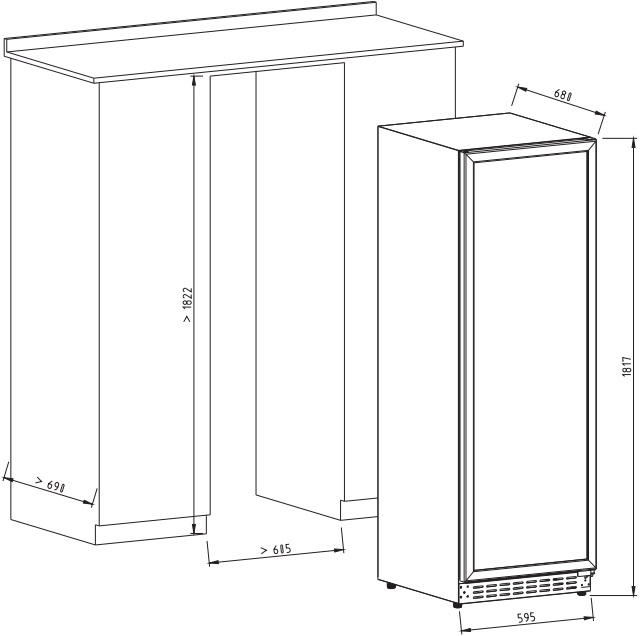 Dual Zone 430L Built in Wine Fridge for 166 Bottles