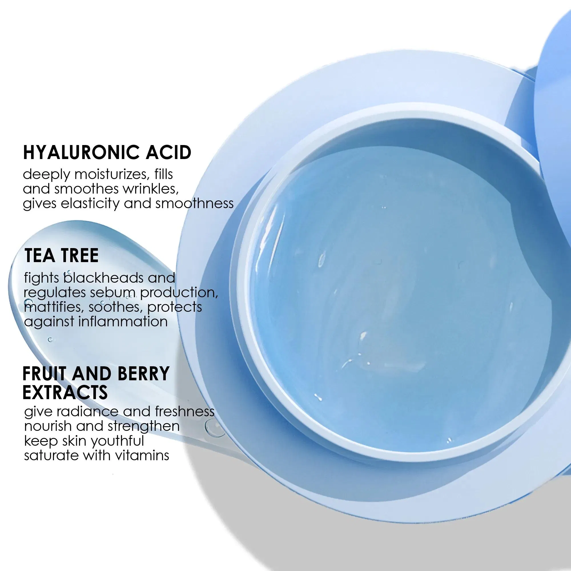 Custom Logo Organic Natural Skin Care 2 in 1 Moisturizing Jelly Facial Mask Hydrate Hyaluronic Acid Face Serum for Dry Skin
