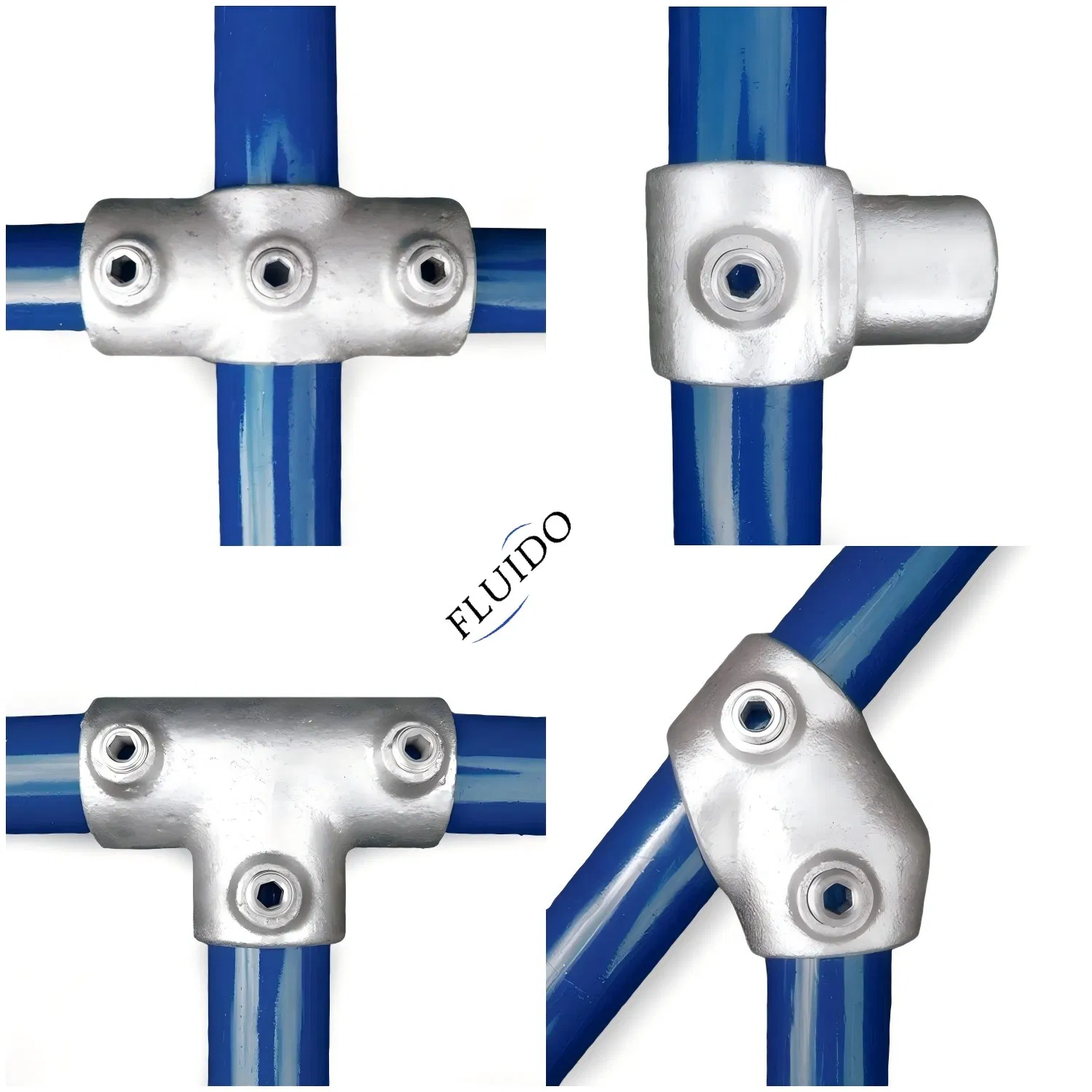 Hot Dipped Galvanized Malleable Iron Pipe Key Clamp Fittings with Stainless Steel Screws for Handrail