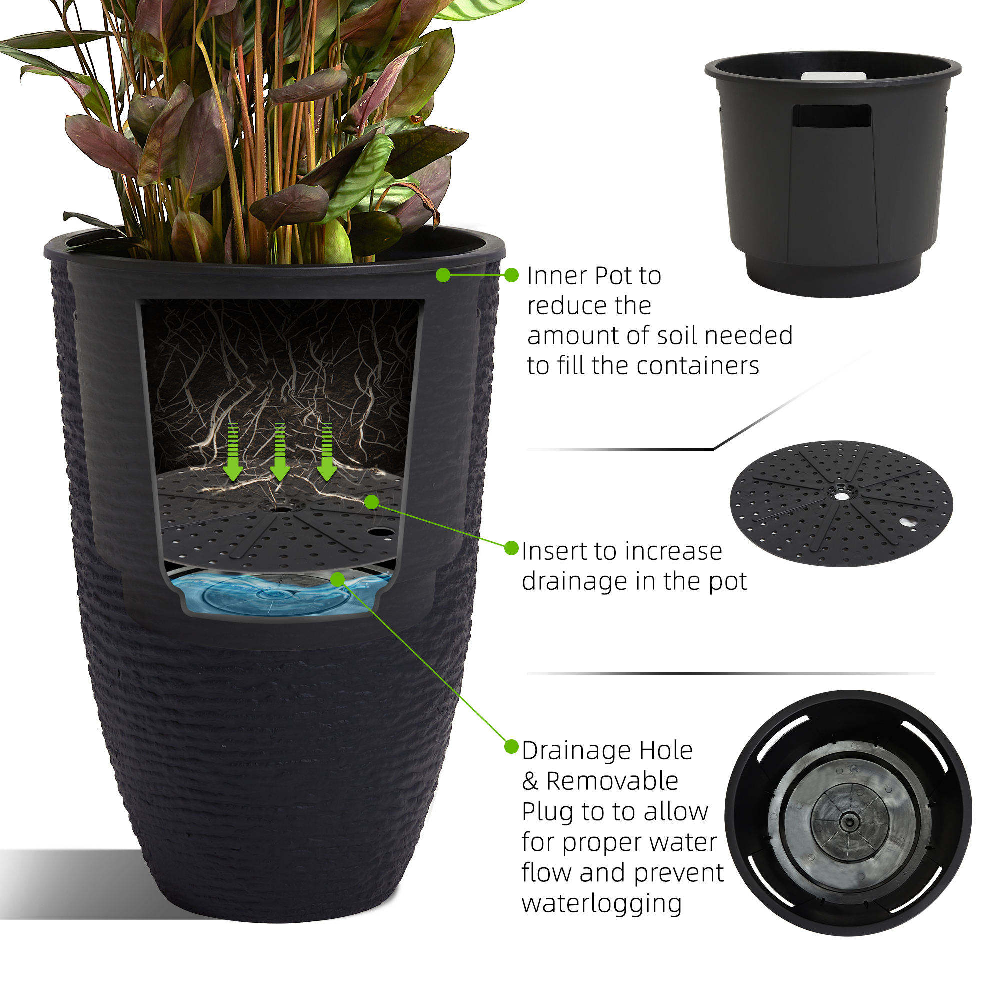 Горшок для растений пластиковый большой