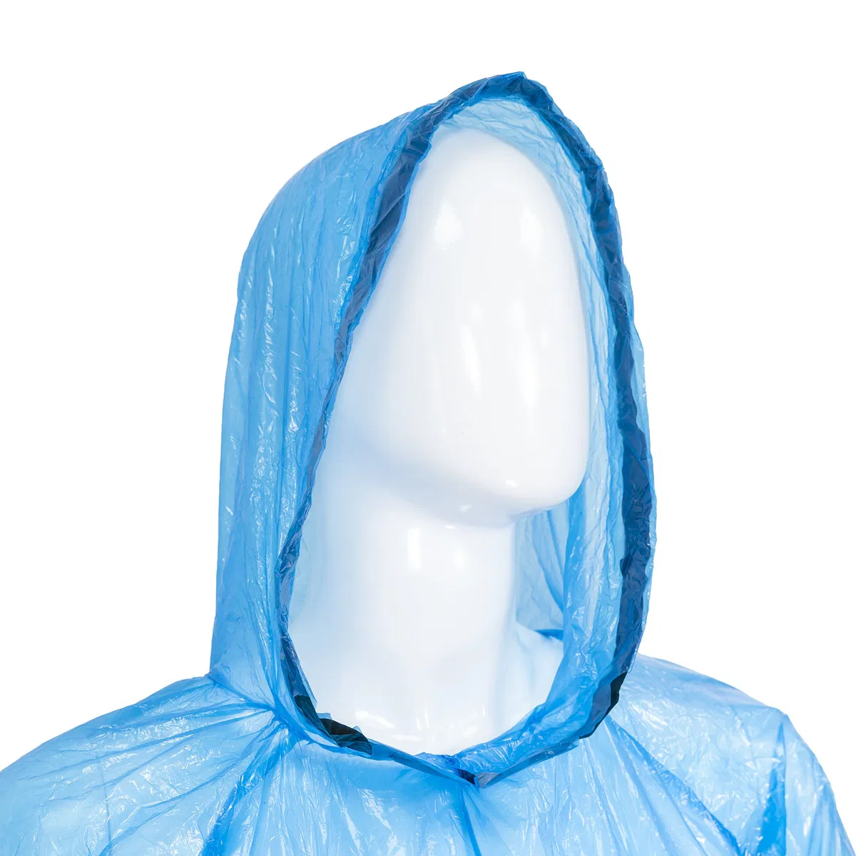 Light-Weight Disposable PE Raincoat White/Blue Waterproof Outdoor Camping Hiking Rain Poncho with Hood