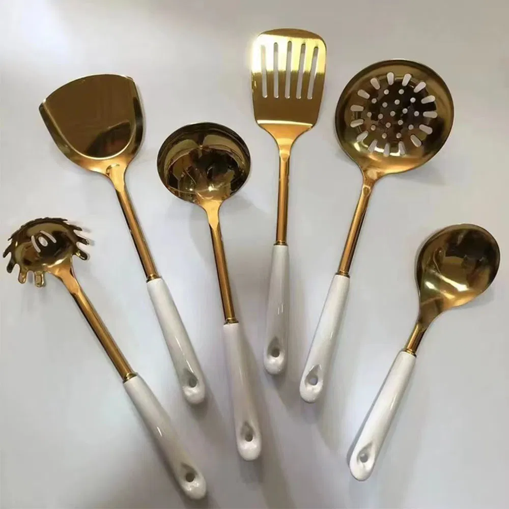 Kitchenware Nordic Style Stainless Steel 7-Piece with Ceramic Handle Cookware Set