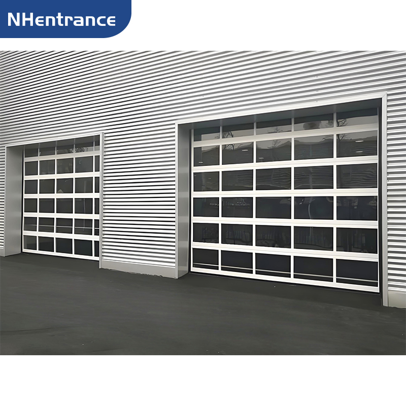 Custom Industrial Garage Gate with Insulated Panels and Modern Design Glass Garage Door