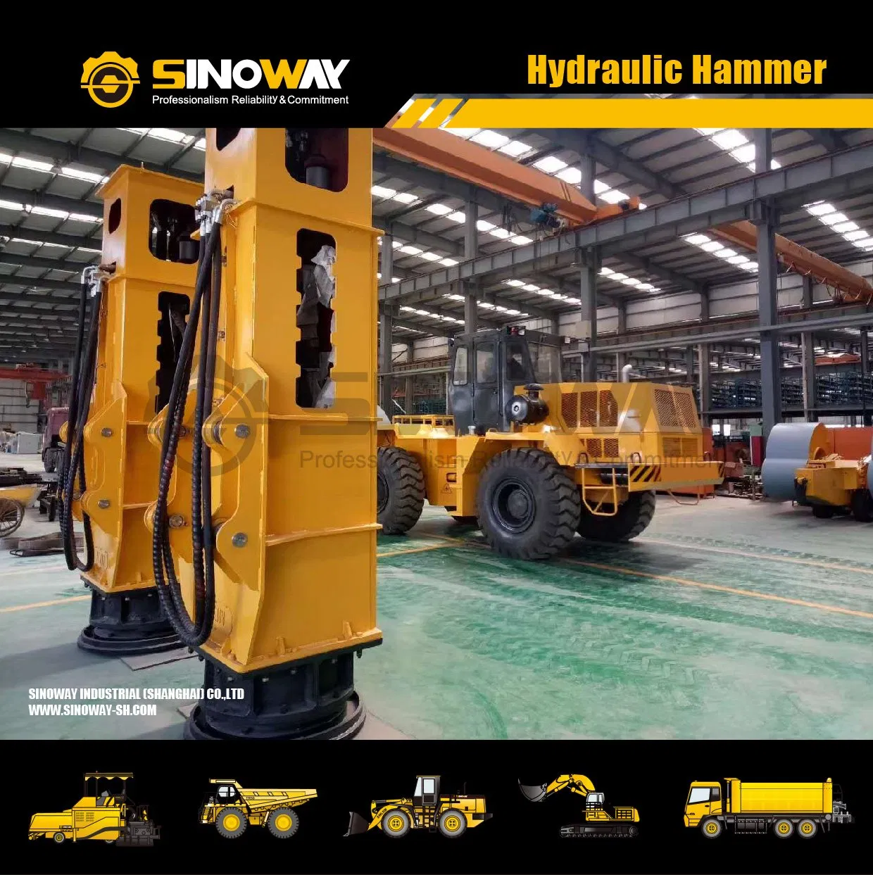 Гидравлический ударный молот Sinoway для уплотнения грунта