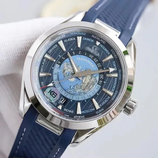 Men's Business World Dial Blue Planet Automatic Mechanical Watch