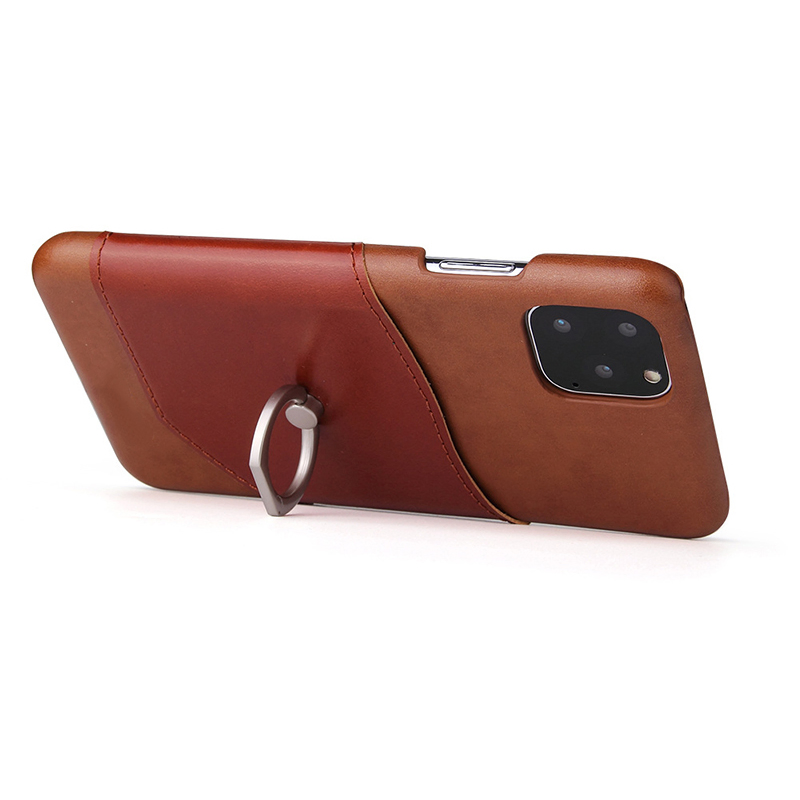 Чехол для iPhone 11 из натуральной кожи с металлическим кольцом