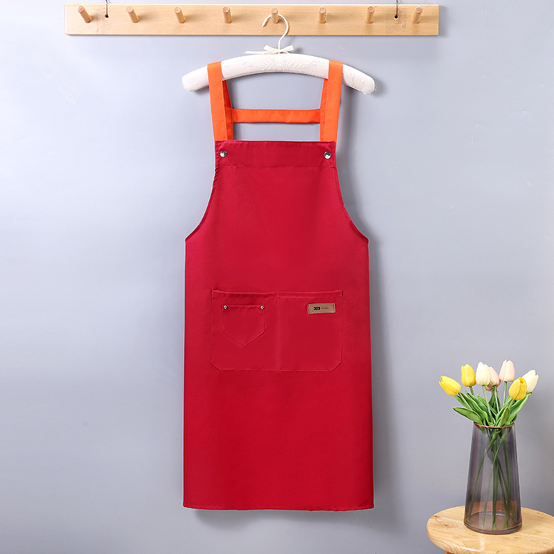 Custom Logo Printed Stripe Apron Full Length Adjustable Organic Cotton Aprons for Cooking Home and Restaurant Use Apron