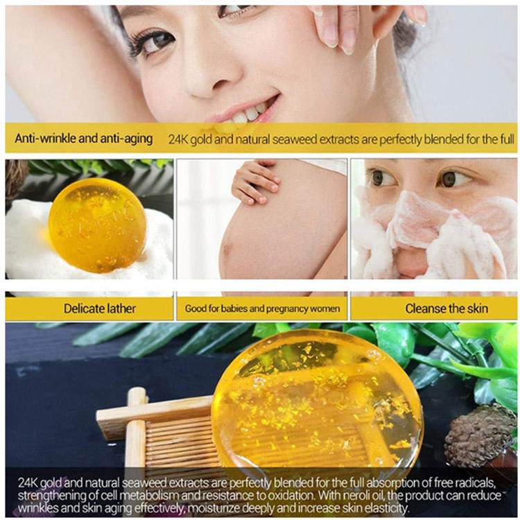 Wholesale 24K Gold Handmade Anti-Aging Whitening Skin Lightening Soap