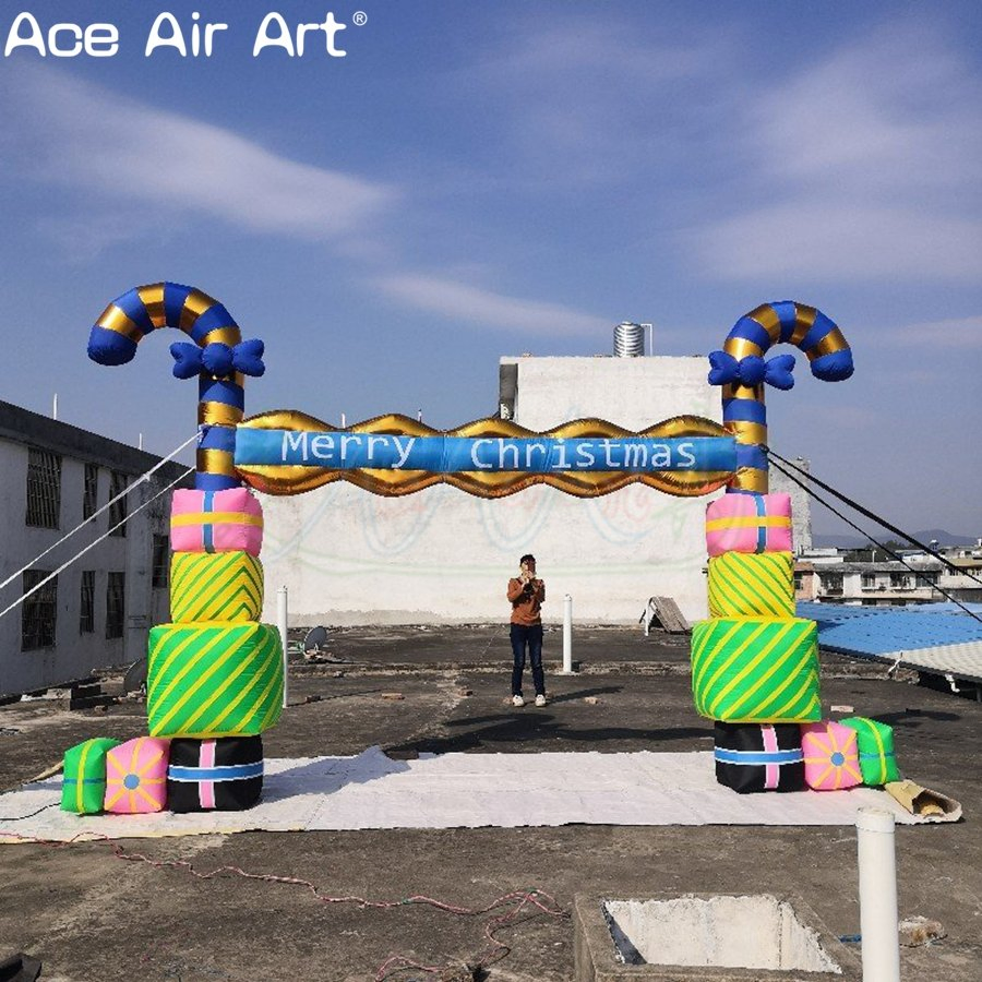 Giant Christmas Inflatable Candy and Gift Boxes Model Arch for Mall Decor