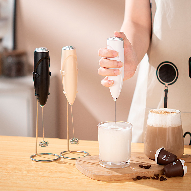 Battery Operated Automatic Hand Milk Frother Electric Coffee Frother with Stainless Steel Whisk Kitchen Tool
