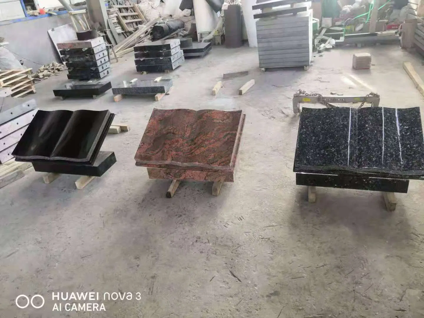 Pearl Blue Granite Book Shape Monuments Headstone Memorial USA UK