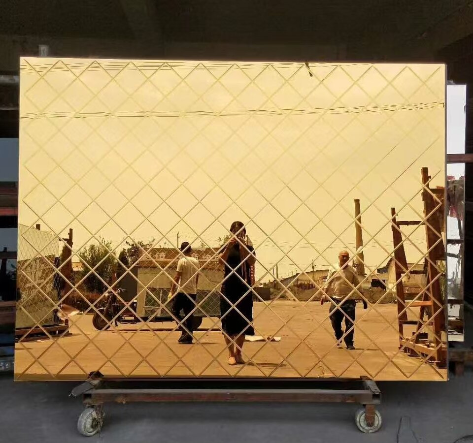 4mm 5mm Clear Bronwn Grey Blue TV Background Wall Beveled Mirror Decoration