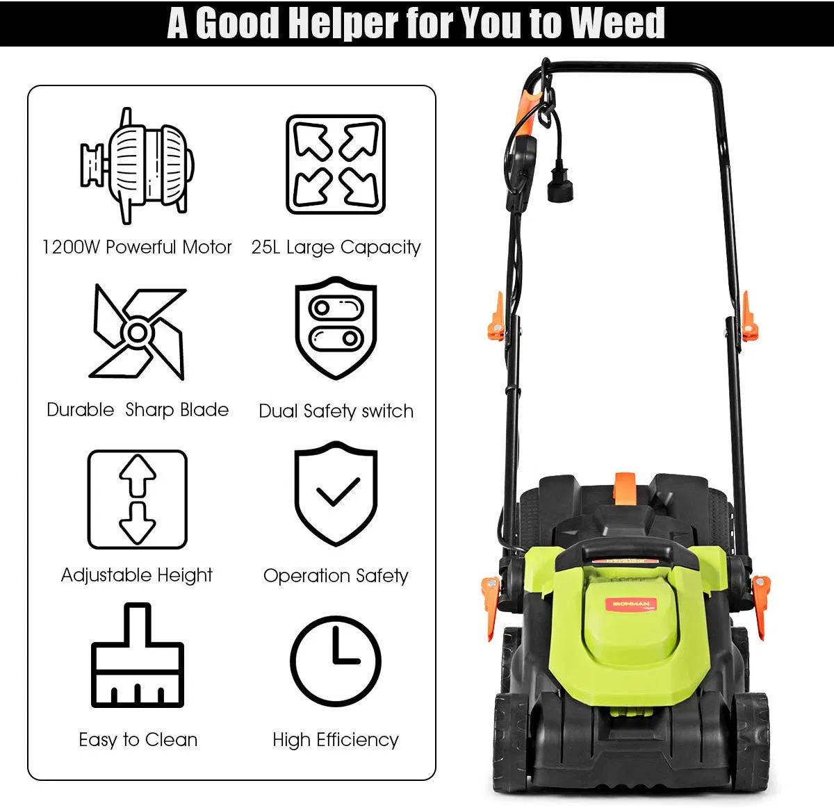 Electric 80V Lithium Brushless Motor Cordless Lawn Mower with Adjustable Cutting Height (CDLM003)