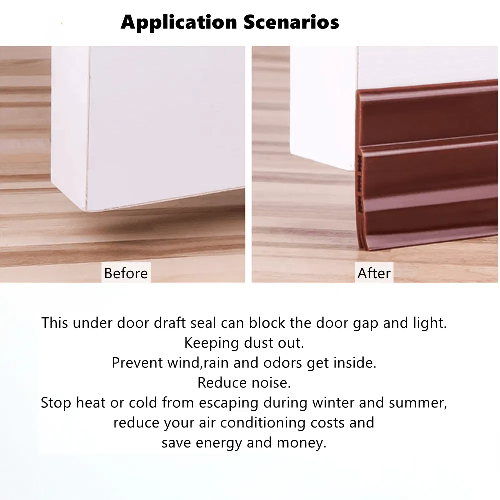 Waterproof Under Door Sweep Door Draft Stopper Bottom Seal Strip Rubber Door Gap Cover