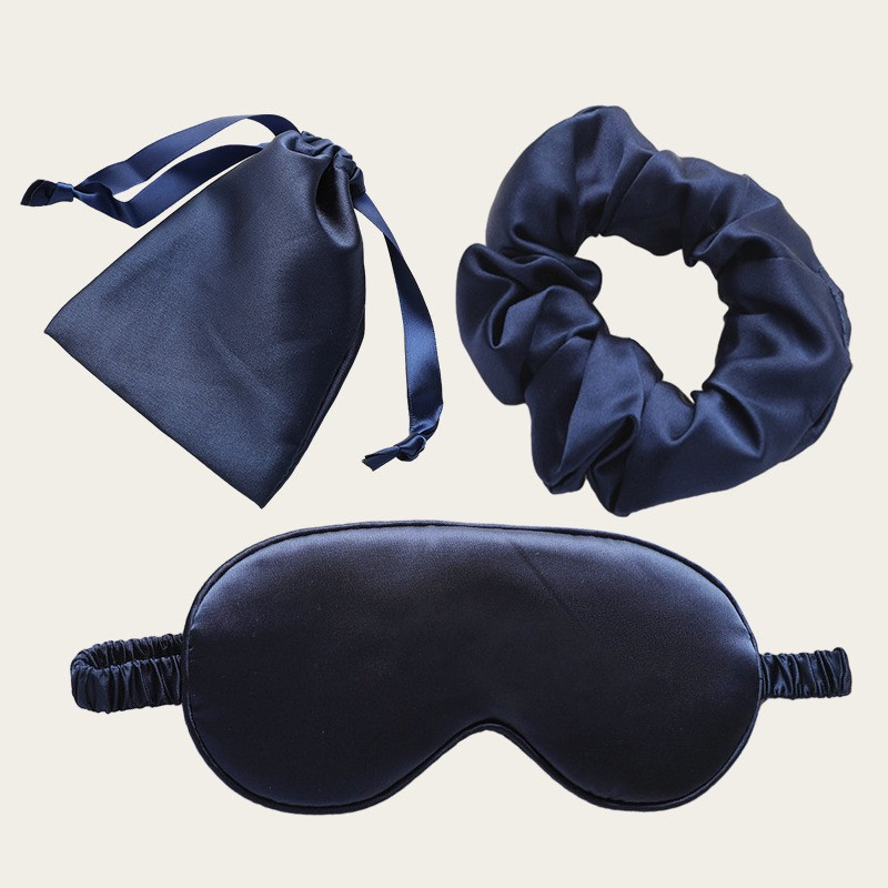 Silky Satin Silk Beauty Sleep Set|Soft Sleeping Eye Mask with Hair Scrunchie Headband Pouch