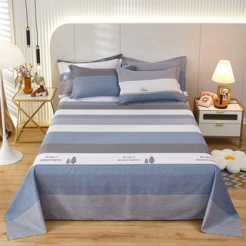 Hot Selling Home Textile 3 Pieces Bedding Set Bed Linen Coverlets Grey 100% Cotton Sabanas Bed Set 2 Soft Pillow Cases Pillowslips Bed Sheets Wholesale