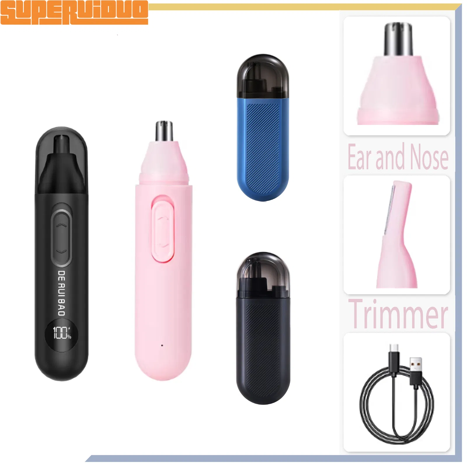 Digital LED Display 2-in-1 Grooming Ear and Nose Trimmer