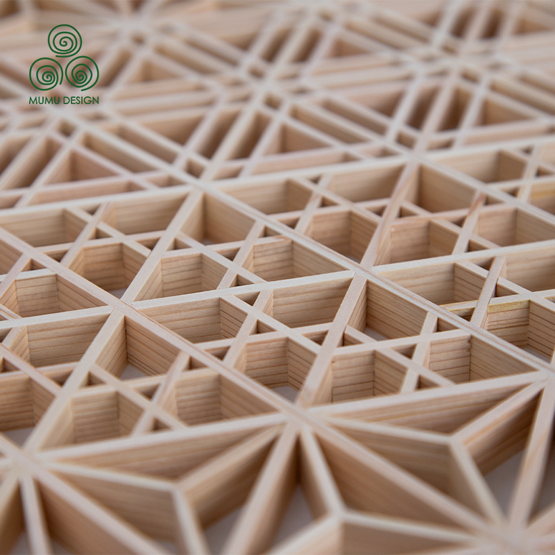 Mumu Eco Friendly Hinoki Wood Kumiko Screen for Interior Wall