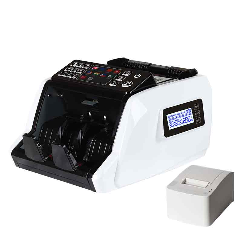 Al-910 Back Loading 2 Display 2 Cis Sensor Image Sensor Mix Currency Value Counter Machine with Printing Function