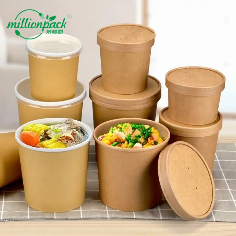 Paper Soup Cup with PE Coating Leakproof Food Container for Hot Dishes