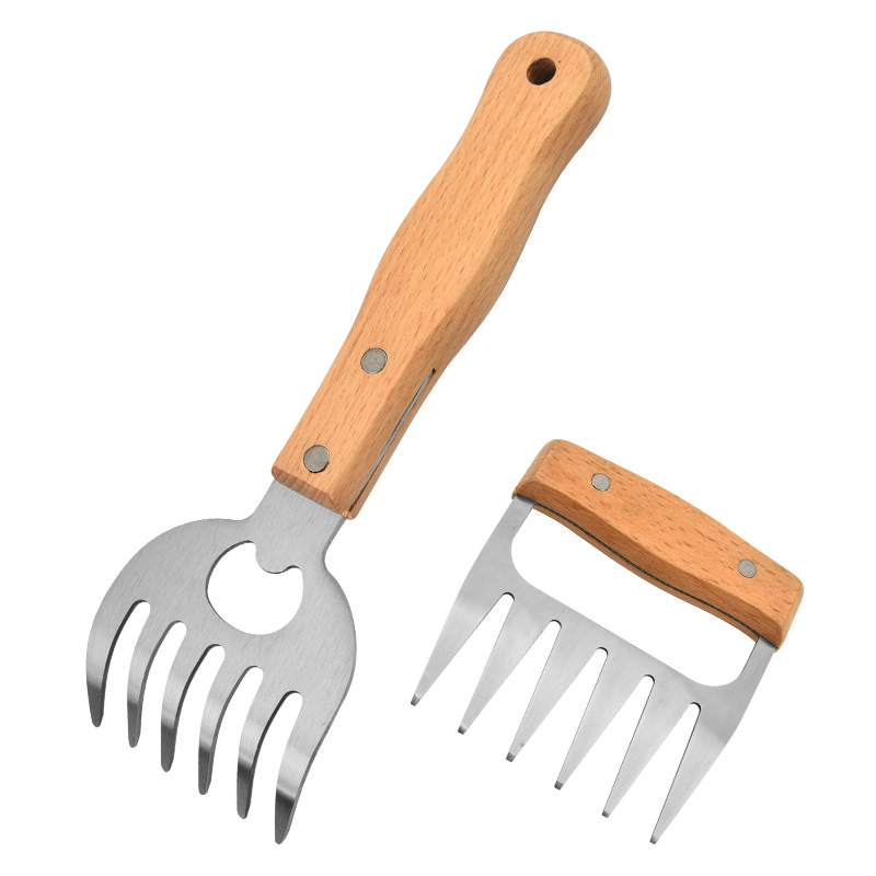 Stainless Steel Bear Claw Meat Remover Household Wooden Handle Meat Divider