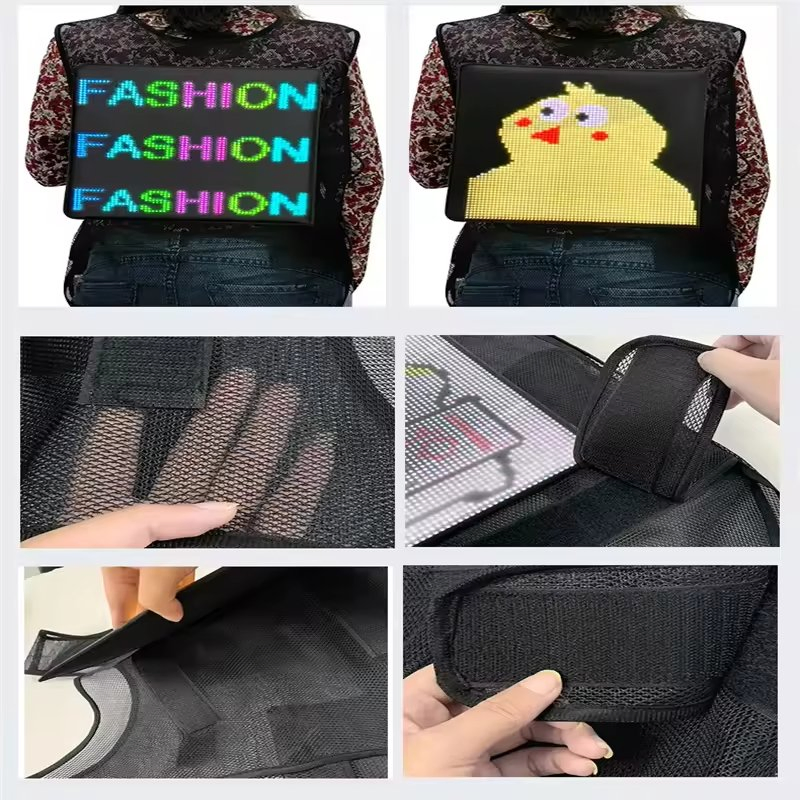 Hot Sale LED Flashing Jacket Animation Text Unisex LED Safety Vest