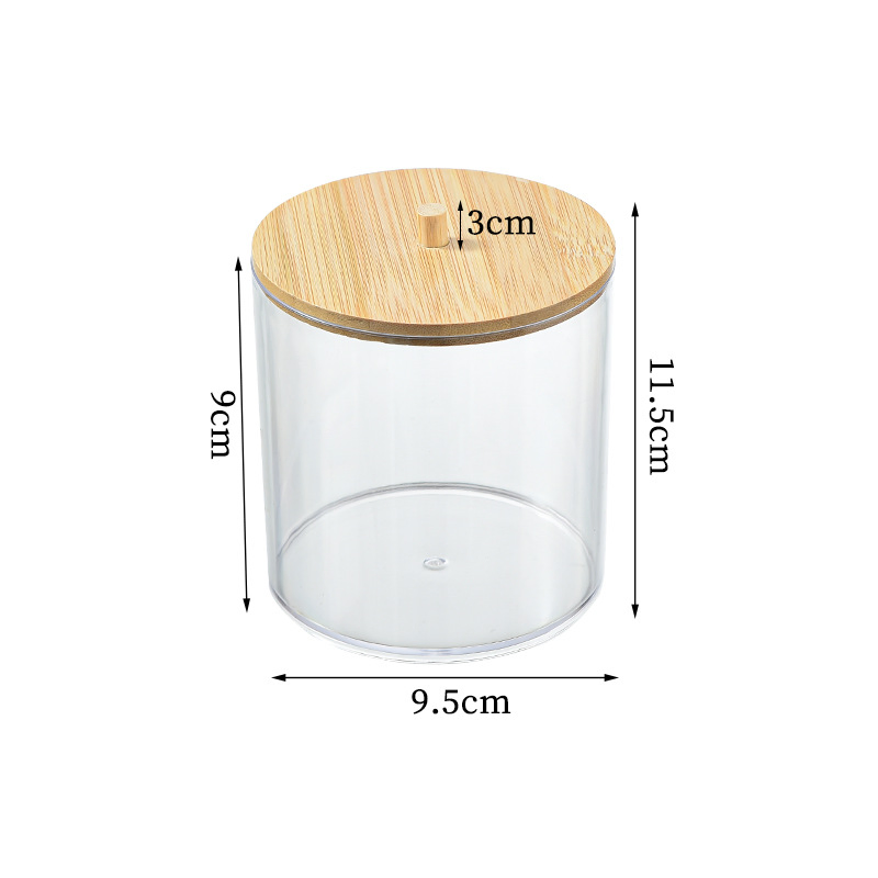 Bamboo Acrylic Qtip Holders Bathroom Storage for Cotton Balls, Swabs, Pads, Floss