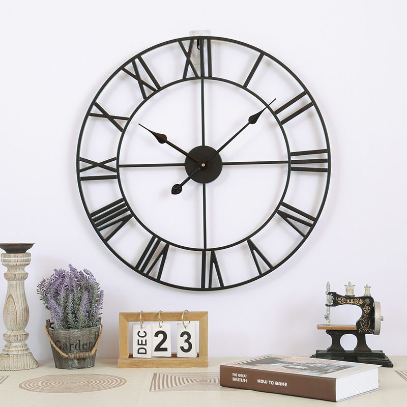 European Style Wall Watch Simple Living Room Clock Wrought Iron Wall Clock