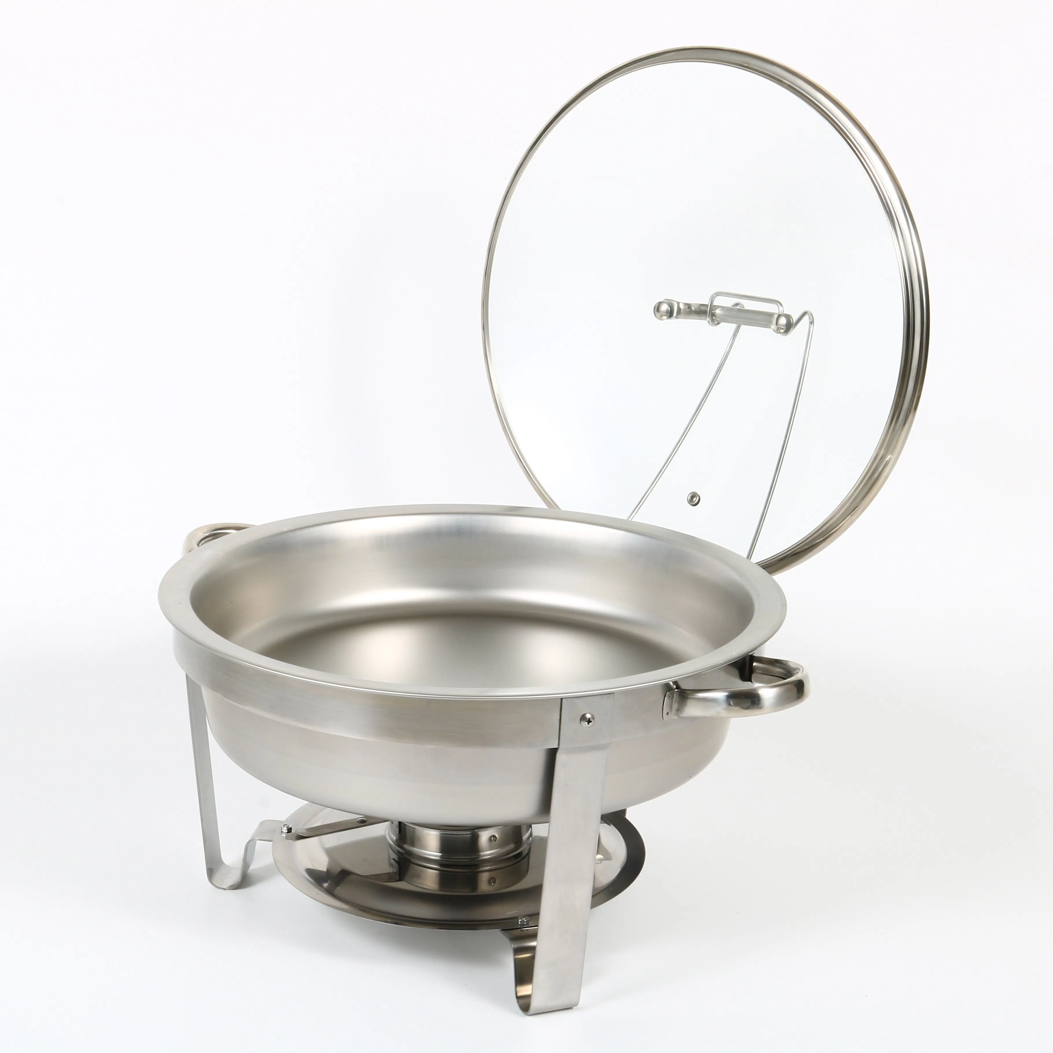 Round Stainless Steel Chafing Dish with Glass Lid