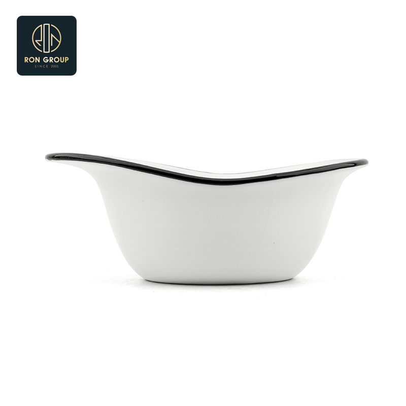 Contemporary Customized Melamine White Tableware Irregular Salad Food Coffee Bar Dining Bowl