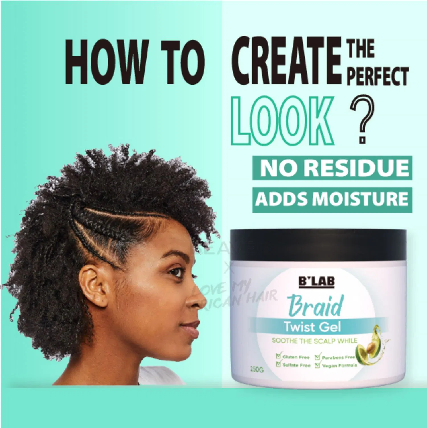 Custom African Black Hair Styling Extra Hold Shining Loc Twist Braid Gel
