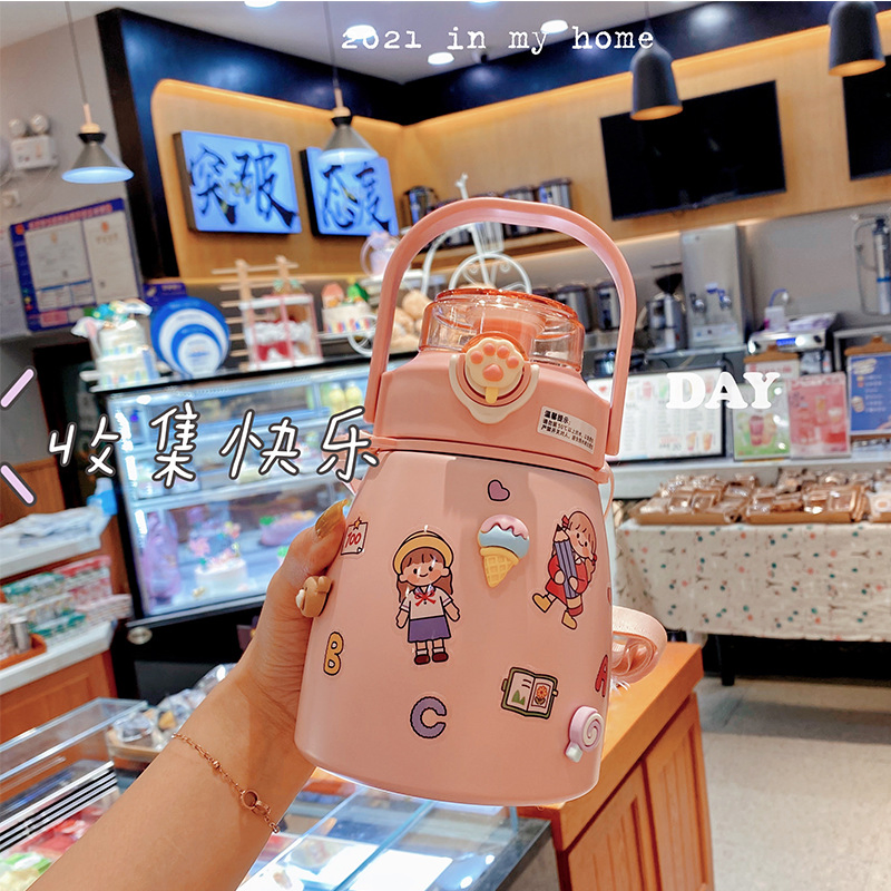 800ML New design stainless steel bottle With straw used for sports