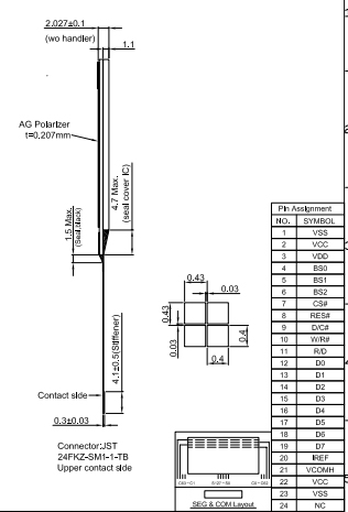 OLED дисплей 2.4 дюйма для умных часов