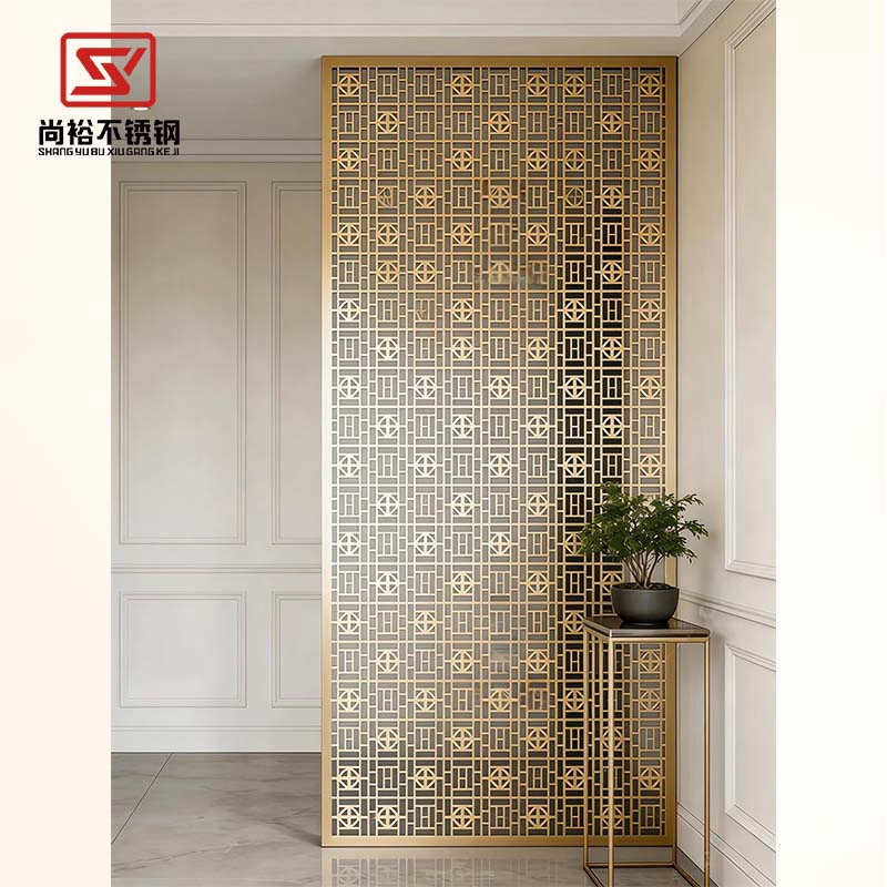Custom Made Gold Hollow out Living Room Divider Metal Stainless Steel Screen Partition