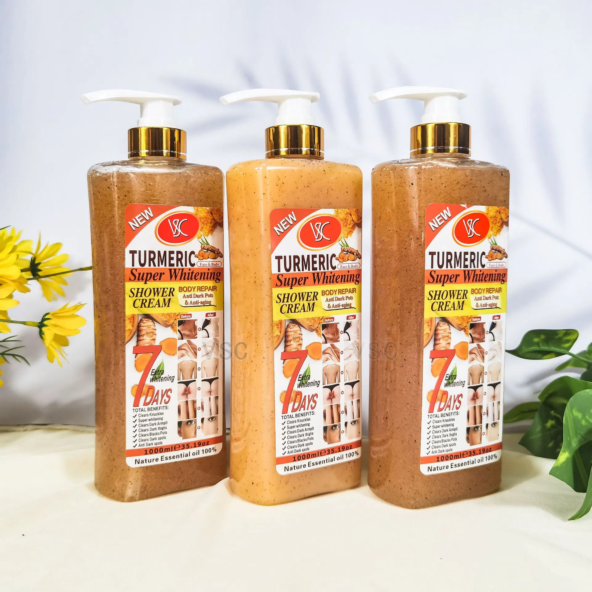 Shower Gel Turmeric Almond Vitamin C Exfoliating Deep Cleansing Natural Fragrance Full Body Wash Bath Gel
