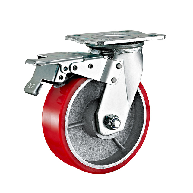 4"5"6"8" Heavy Duty Industrial Cast Iron PU Trolley Caster Wheels for Factory Hand Trolley Workshop Carts Heavy Load Dollies