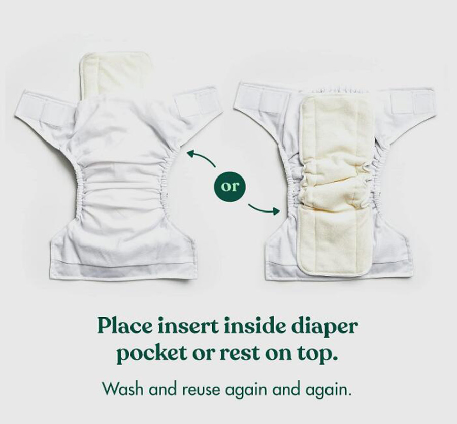 12 вкладышей для многоразовых подгузников, 4 слоя, бамбук