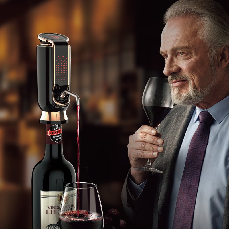 Luxurious 3-in-1 Electric Wine Aerator, Dispenser, and Vacuum Saver - for Improving Wine Taste, Aroma and Wine Preservation, Wine Gift for Women Men