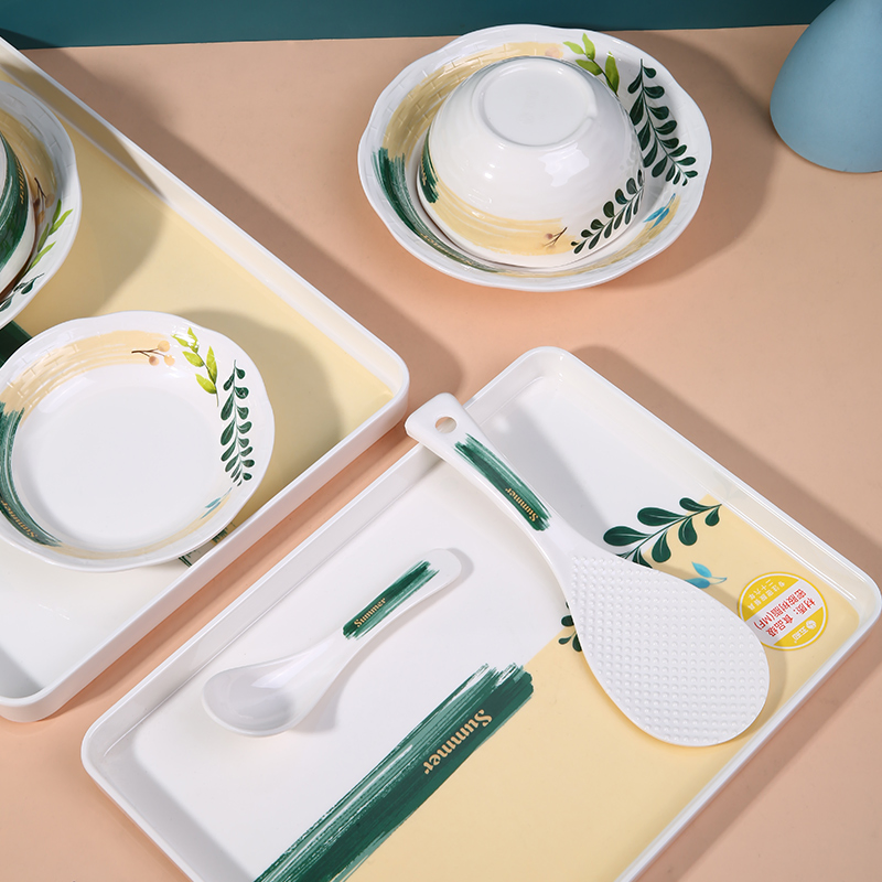 Modern Style Plates 100% Melamine Dinnerware Set Home Bowl for Custom Logo
