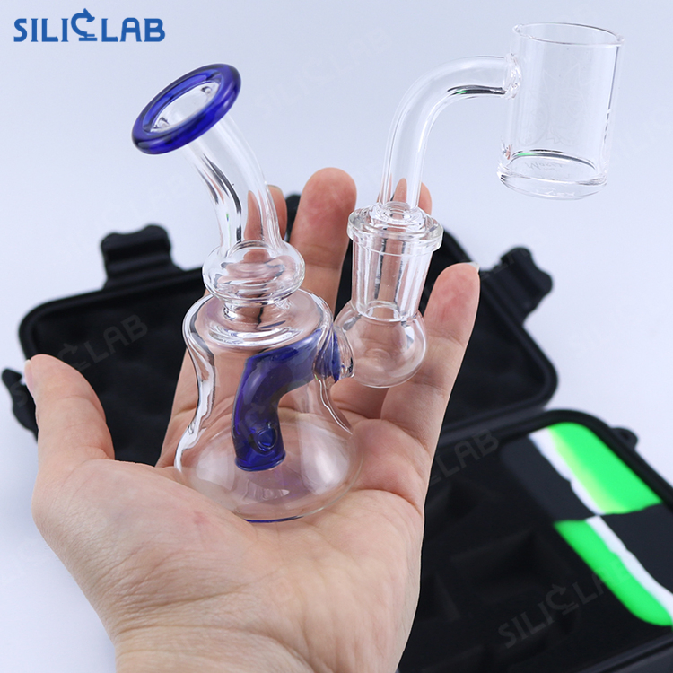 Mini Beaker Glass Bubbler Water Pipe Kit 5 in 1 Glass Smoke Filter Set DAB Wax Smoking Tobacco Cigarette