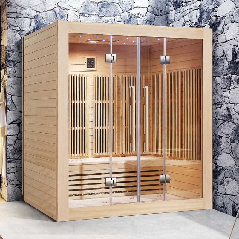 4-6 Person Luxury Hemlock Wood Computer Control Steam Sauna Room Indoor Sauna