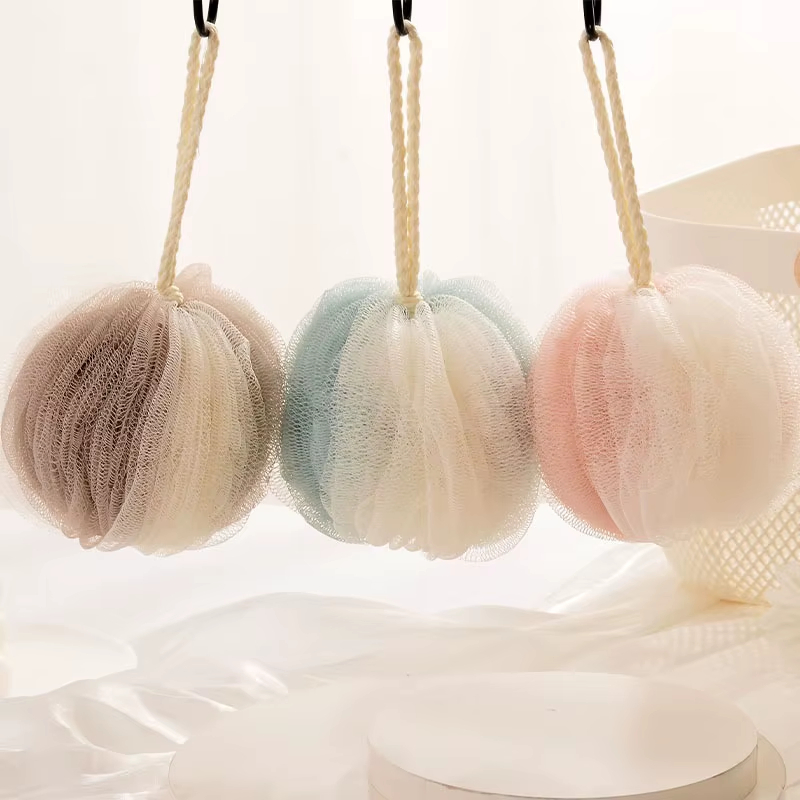 Sofe Natural Body Scrubber Mesh Shower Bath Balls Sponge Loofah Bath Sponge Body for Exfoliating Custom Logo