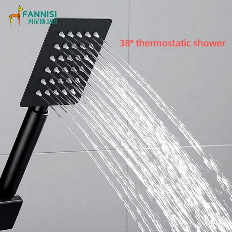 Wholesale Square Thermostat Systems Bathroom Faucets Set Mixer Tap Shower