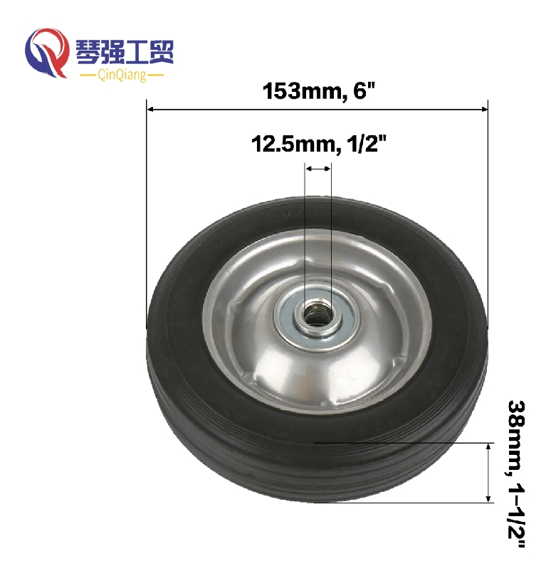 Replaceable Solid Rubber Wheel for Hand Trucks, 6X1.5 Inch