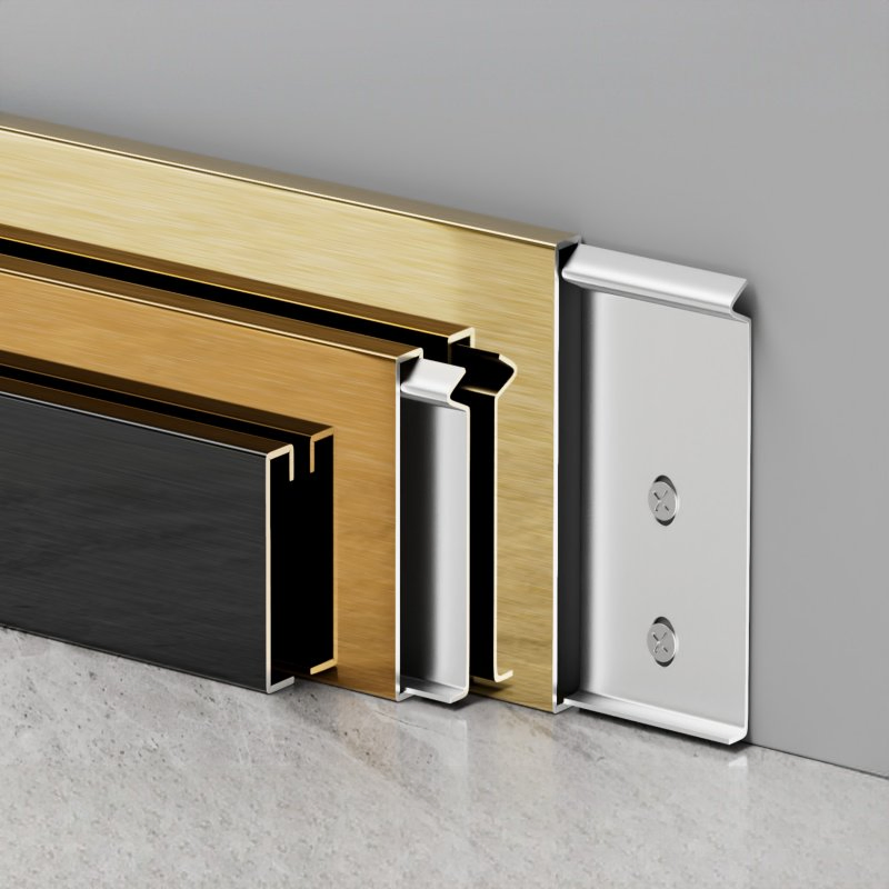 Aluminum Baseboard Skirting Kickboard, Mint Green Finishes Available Worldwide, Customizable