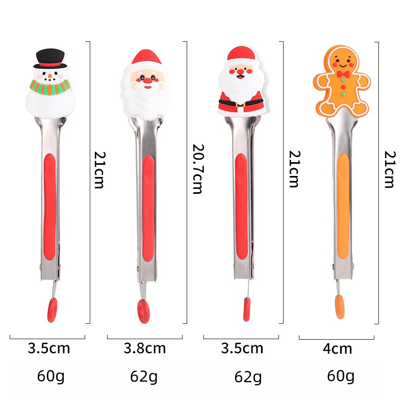 8'' Kids Mini Silicone Tongs Spatula Christmas Serving Tongs