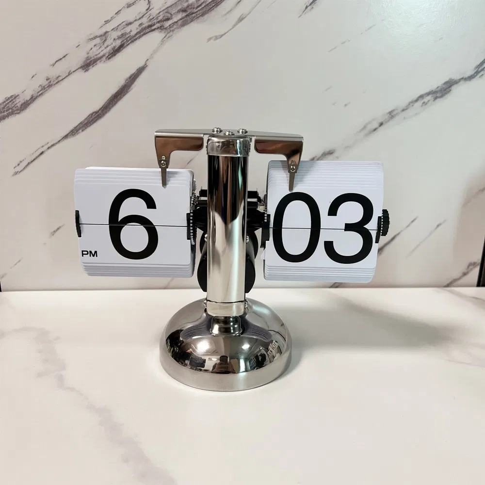 12 Hours Automatic Flipping Clock Retro Flip Down Seat Clock Balance Mechanical