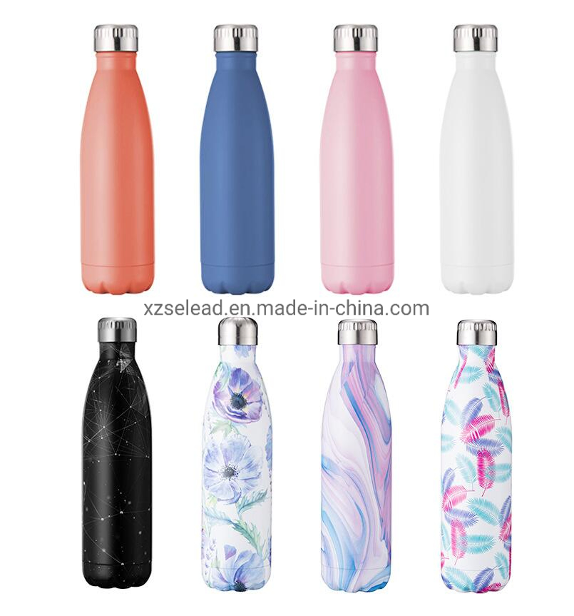 500ml Vacuum Sport Double Wall Copper Stainless Steel Thermo Cola Shape Drink Insulated Water Bottles with Custom Logo