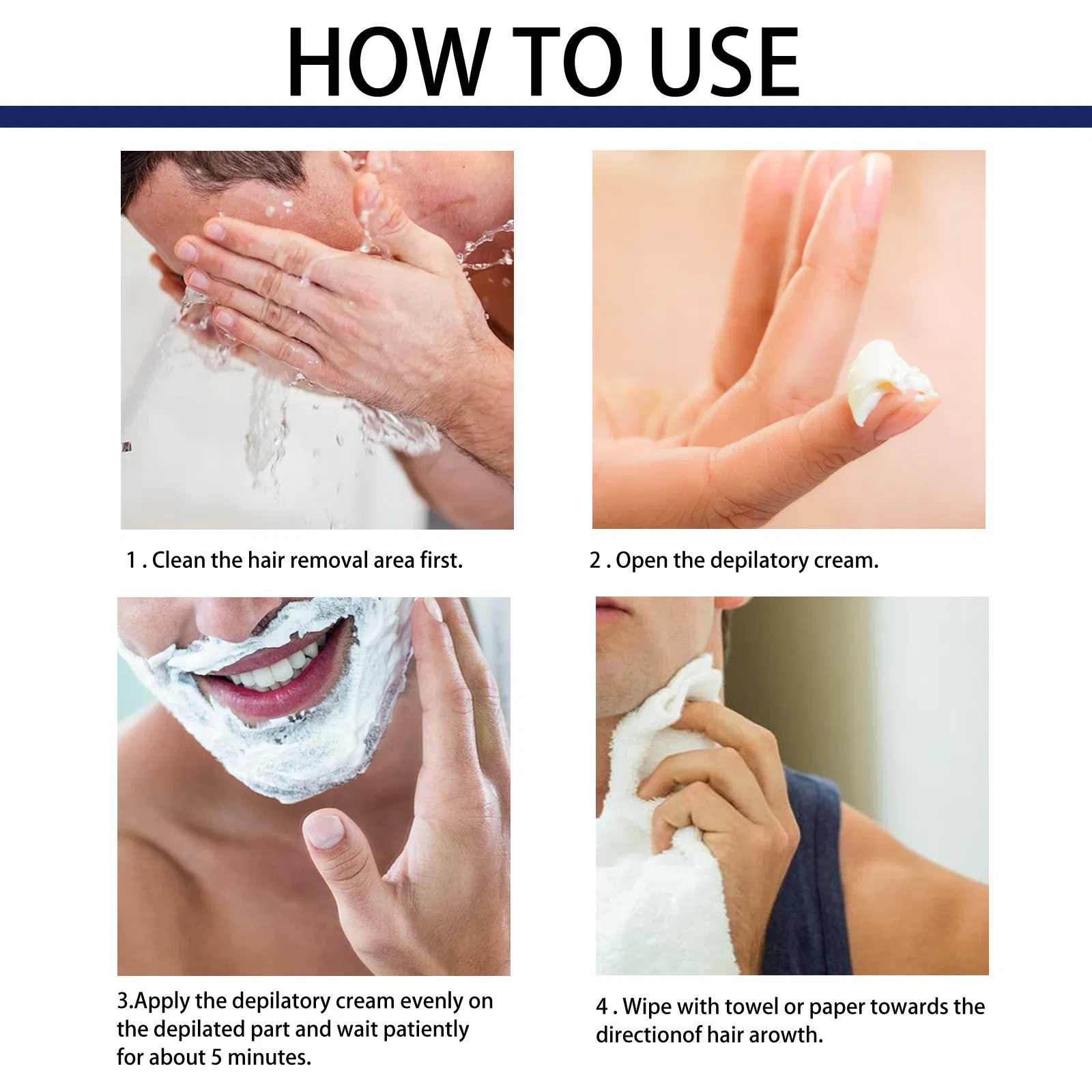 Permanent Hair Removal Cream Bread Remove Cream 60ml Mild Depilatory Boost for Men