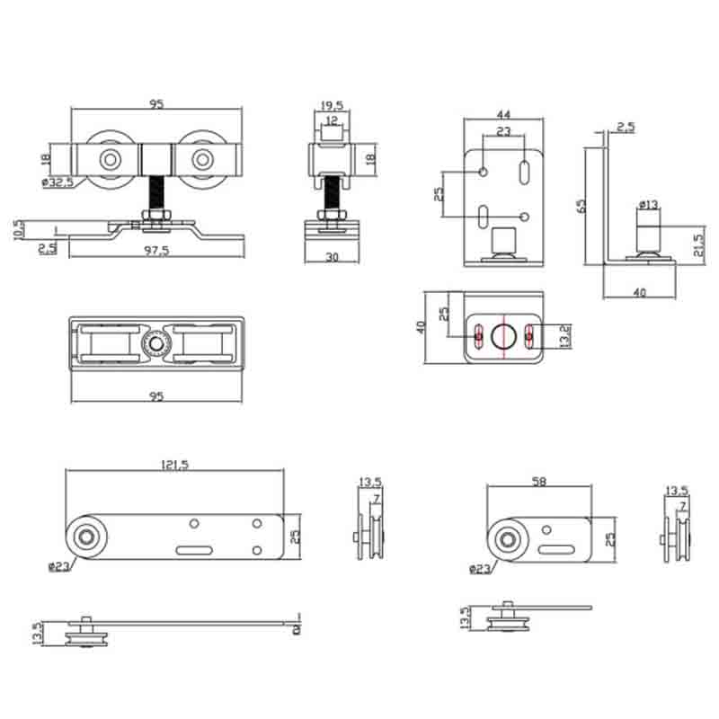 Synchronized Syntropy Sliding System for Three Doors/Symmetrical Sliding Door Hardware System